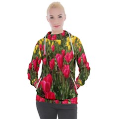 Yellow Pink Red Flowers Women s Hooded Pullover by artworkshop