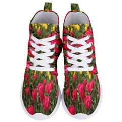 Yellow Pink Red Flowers Women s Lightweight High Top Sneakers