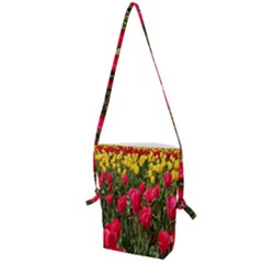 Yellow Pink Red Flowers Folding Shoulder Bag by artworkshop