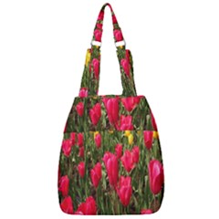 Yellow Pink Red Flowers Center Zip Backpack by artworkshop