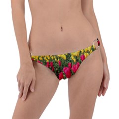 Yellow Pink Red Flowers Ring Detail Bikini Bottoms