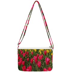 Yellow Pink Red Flowers Double Gusset Crossbody Bag by artworkshop