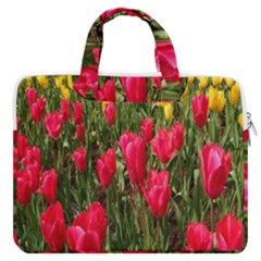 Yellow Pink Red Flowers Macbook Pro 16  Double Pocket Laptop Bag  by artworkshop