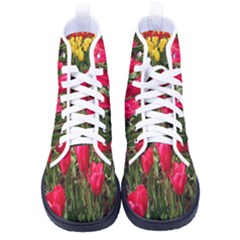 Yellow Pink Red Flowers Men s High-top Canvas Sneakers by artworkshop