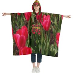 Yellow Pink Red Flowers Women s Hooded Rain Ponchos by artworkshop