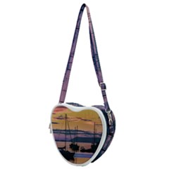 Twilight Over Ushuaia Port Heart Shoulder Bag by dflcprintsclothing