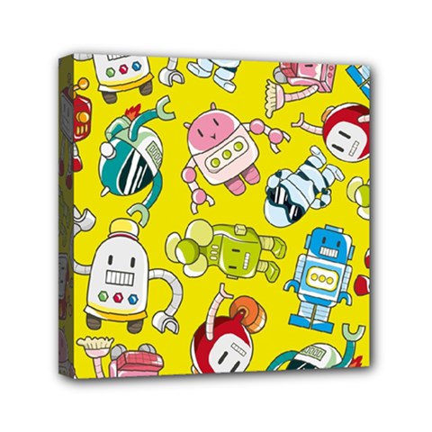 Robot Pattern Mini Canvas 6  X 6  (stretched) by Grandong