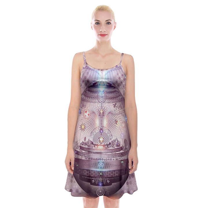 Cosmic Egg Sacred Geometry Art Spaghetti Strap Velvet Dress