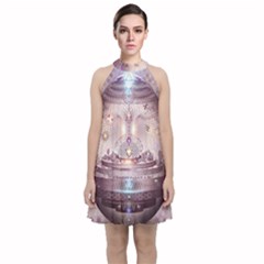 Cosmic Egg Sacred Geometry Art Velvet Halter Neckline Dress  by Grandong