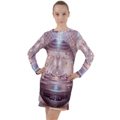 Cosmic Egg Sacred Geometry Art Long Sleeve Hoodie Dress by Grandong