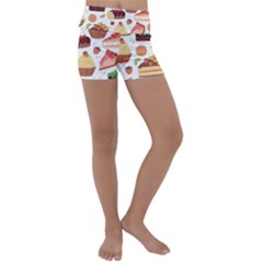 Dessert And Cake For Food Pattern Kids  Lightweight Velour Yoga Shorts