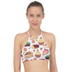 Dessert And Cake For Food Pattern Halter Bikini Top by Grandong