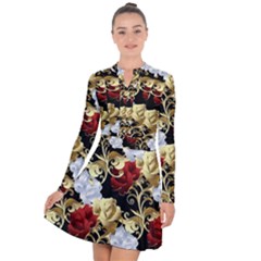 Roses Seamless Pattern Long Sleeve Panel Dress by Grandong