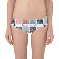 Mint Black Coral Heart Paisley Classic Bikini Bottoms by Grandong