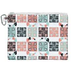 Mint Black Coral Heart Paisley Canvas Cosmetic Bag (XXL)