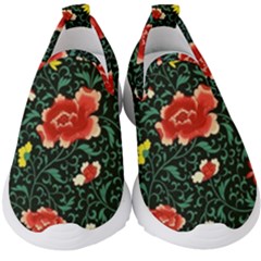 Background Vintage Japanese Design Kids  Slip On Sneakers