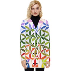 Mandala Rainbow Colorful Button Up Hooded Coat  by Grandong