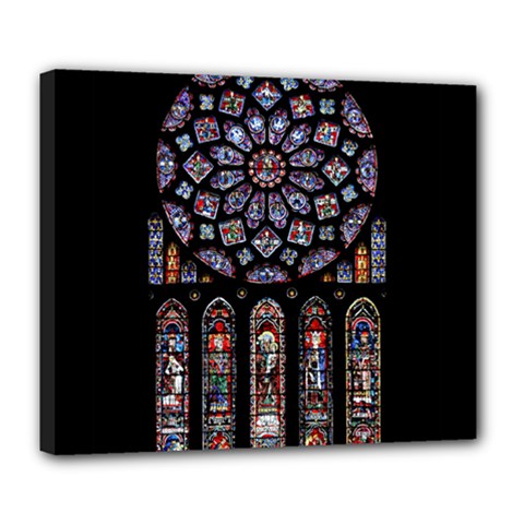 Chartres Cathedral Notre Dame De Paris Stained Glass Deluxe Canvas 24  X 20  (stretched) by Grandong