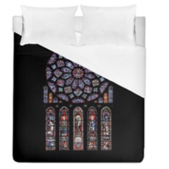 Chartres Cathedral Notre Dame De Paris Stained Glass Duvet Cover (queen Size) by Grandong