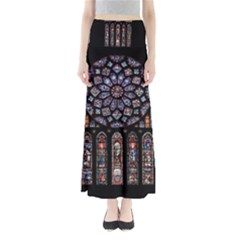 Chartres Cathedral Notre Dame De Paris Stained Glass Full Length Maxi Skirt by Grandong