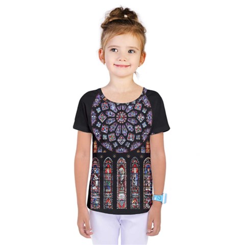 Chartres Cathedral Notre Dame De Paris Stained Glass Kids  One Piece Tee by Grandong