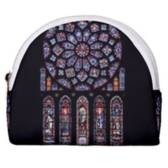 Chartres Cathedral Notre Dame De Paris Stained Glass Horseshoe Style Canvas Pouch by Grandong