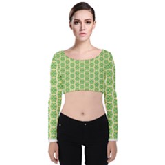 Another-green-design Another-green-design Velvet Long Sleeve Crop Top by Shoiketstore2023