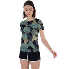 Autumn Fallen Leaves Dried Leaves Back Circle Cutout Sports Tee by Grandong