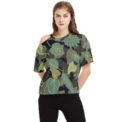 Autumn Fallen Leaves Dried Leaves One Shoulder Cut Out Tee by Grandong