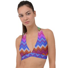 Pattern Chevron Zigzag Background Halter Plunge Bikini Top by Grandong