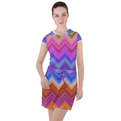 Pattern Chevron Zigzag Background Drawstring Hooded Dress