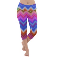 Pattern Chevron Zigzag Background Lightweight Velour Capri Yoga Leggings by Grandong