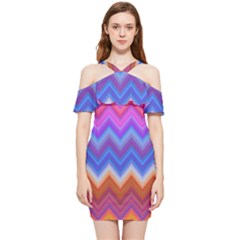 Pattern Chevron Zigzag Background Shoulder Frill Bodycon Summer Dress by Grandong