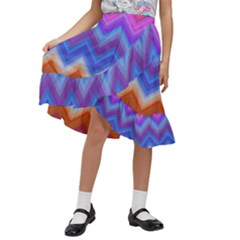 Pattern Chevron Zigzag Background Kids  Ruffle Flared Wrap Midi Skirt by Grandong