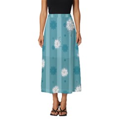 Gardenia Flowers White Blue Classic Midi Chiffon Skirt