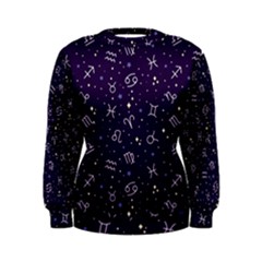 Vector Seamless Dark Zodiac Sign Star Symbol Pattern Women s Sweatshirt by Grandong