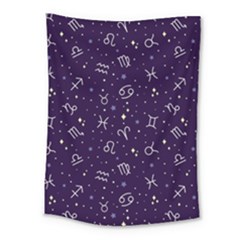 Vector Seamless Dark Zodiac Sign Star Symbol Pattern Medium Tapestry by Grandong