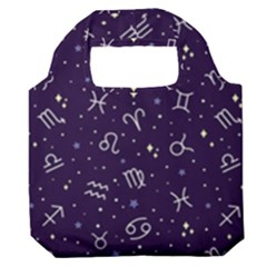 Vector Seamless Dark Zodiac Sign Star Symbol Pattern Premium Foldable Grocery Recycle Bag by Grandong