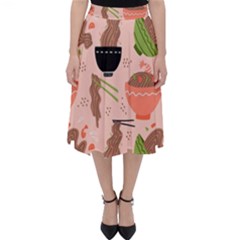 Japanese Street Food Soba Noodle In Bowl Pattern Classic Midi Skirt
