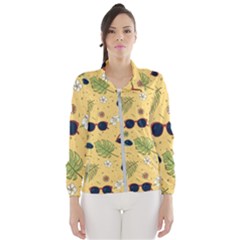 Seamless Pattern Of Sunglasses Tropical Leaves And Flower Women s Windbreaker by Grandong