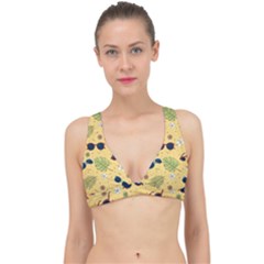 Seamless Pattern Of Sunglasses Tropical Leaves And Flower Classic Banded Bikini Top by Grandong