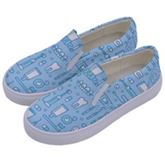 Dentist Blue Seamless Pattern Kids  Canvas Slip Ons by Grandong