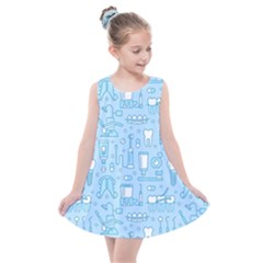 Dentist Blue Seamless Pattern Kids  Summer Dress by Grandong