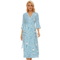 Dentist Blue Seamless Pattern Midsummer Wrap Dress by Grandong