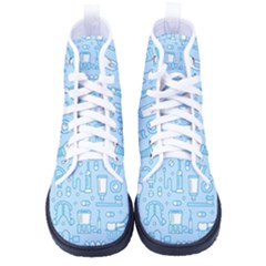 Dentist Blue Seamless Pattern Women s High-top Canvas Sneakers by Grandong