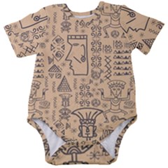 Aztec Tribal African Egyptian Style Seamless Pattern Vector Antique Ethnic Baby Short Sleeve Bodysuit by Grandong