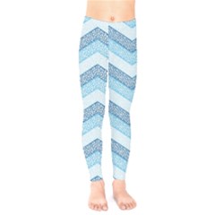 Seamless Pattern Of Cute Summer Blue Line Zigzag Kids  Classic Winter Leggings by Grandong