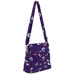 Eye Artwork Decor Eyes Pattern Purple Form Backgrounds Illustration Zipper Messenger Bag by Grandong