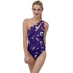 Eye Artwork Decor Eyes Pattern Purple Form Backgrounds Illustration To One Side Swimsuit by Grandong