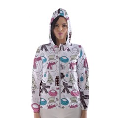 Christmas Themed Collage Winter House New Year Women s Hooded Windbreaker by Grandong